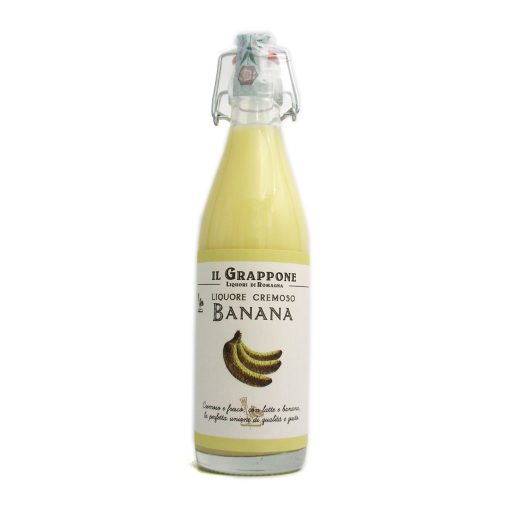 50 cr. banana - <h2><span style="font-size: 80%; color: #808080;">LIQUORE CREMOSO ALLA BANANA</span></h2> Liquore giovane, fresco ed estivo. Un ottima alternativa al classico Limoncello. Gradazione alcolica: 16% vol. Bottiglia cl. 50