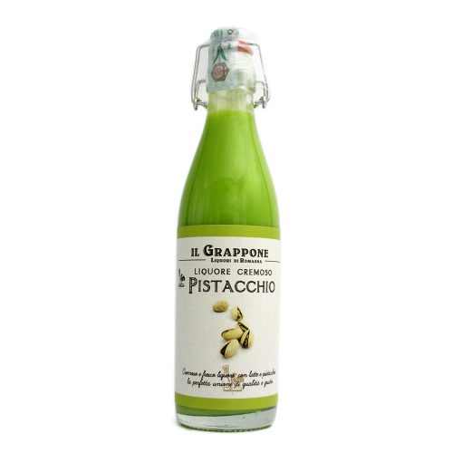 50 cr. pistacchio - <h2><span style="font-size: 80%; color: #808080;">Liquore al pistacchio con ingredienti semplici e perfettamente bilanciati per un gusto vellutato e sublime.</span></h2> Estremamente versatile può essere servito sia a temperatura ambiente, che freddo. Ideale accompagnato a pasticceria secca. Bottiglia da 50 cl